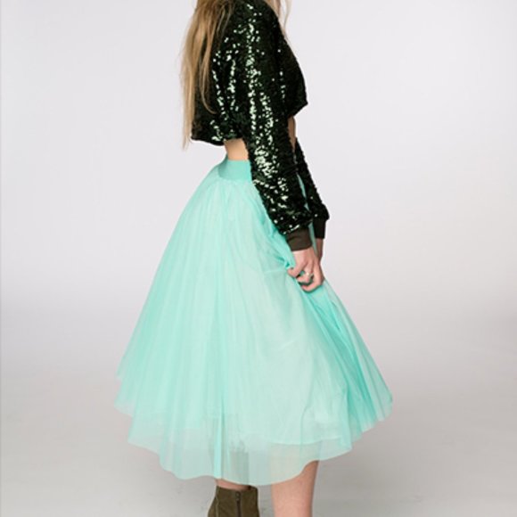 Midi Mint Tulle Tutu Skirt - Picture 8 of 14